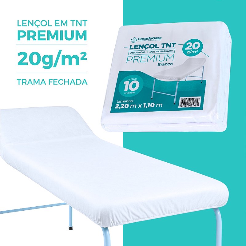 LENÇOL TNT DESCARTAVEL 2,20X1,10CM C/ELAS BCO C/10