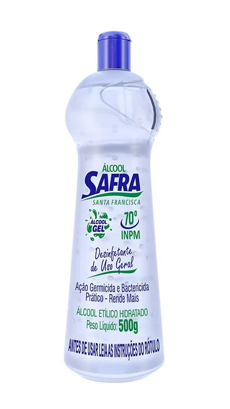 ALCOOL SAFRA 500G GEL 70º INPM BACTERICIDA