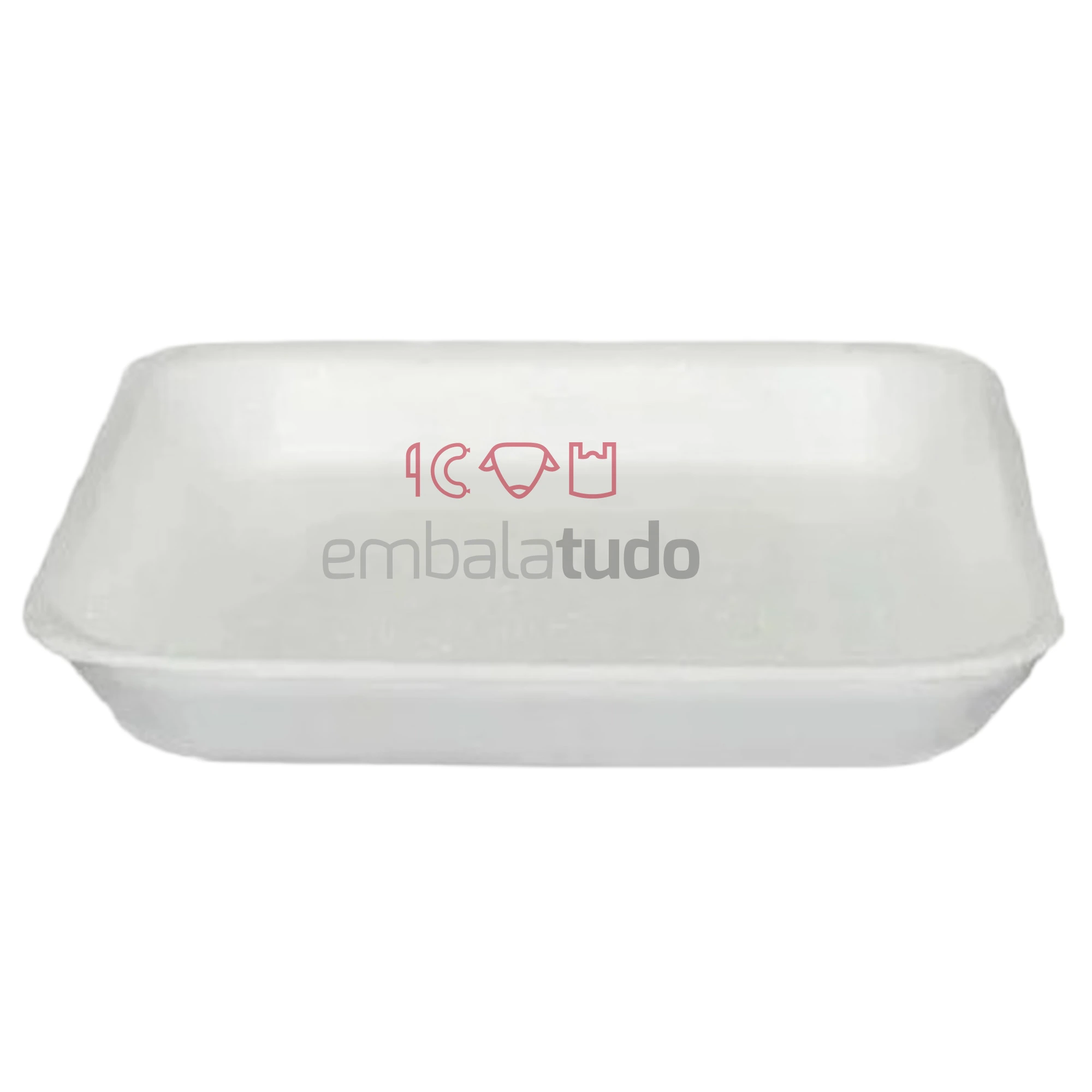 BANDEJA ISOPOR RASA BR-01 BRANCA 15X15CM - FARDO C/100UN